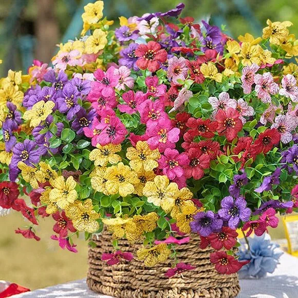 Artificial Flowers for Outdoor, 20 Bundle UV Resistant Fake Silk Flowers, Realis - Picture 4 of 7